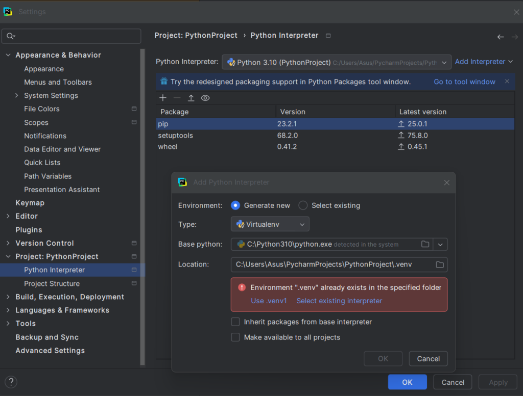 Add python interpreter in pycharm