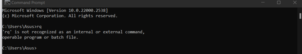 Windows command not found